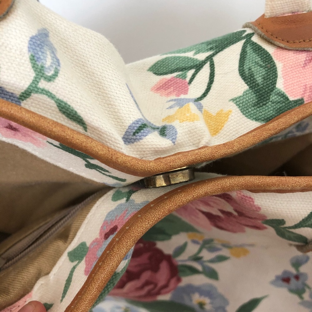 Floral Canvas Tote Bag in Cream and Pink - Picture 3 of 5